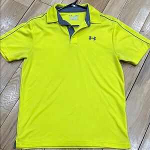 Under Armour Yellow and Gray Polo Shirt Moisture-Wicking Athletic Wear